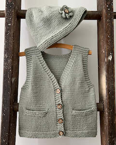 Ava & Archie Vintage Vest & Hat 8ply | The Kiwi Stitch & Knit Co