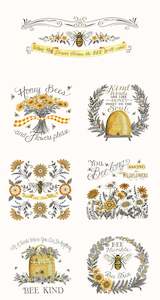 Yellow: Honey & Lavender by Deb Strain | 60cm Panel - Milk 56089 11