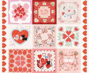 Red: Funny Valentines 90cm Panel | Multi 3749 11
