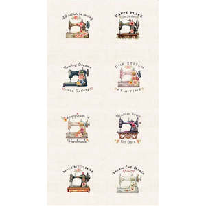 Happy Place | Sewing Machine 60cm Panel | Cream CD3873