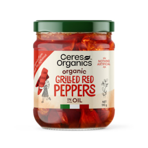 Olives & Pickles: Organic Grilled Red Peppers in oil - 190g