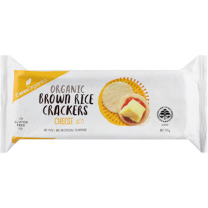 Snacks Savoury Snacks Crackers: Organic Brown Rice Crackers, Cheese - 115g - 115g