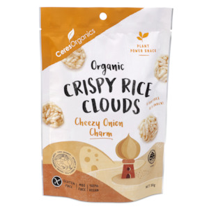 Snacks: Organic Crispy Rice Clouds, Cheezy Onion Charm - 50g