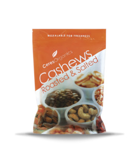 Organic Cashews, Roasted & Salted - 100g