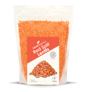 Cooking Grains Rice Pulses: Organic Lentils, Red Split - 500g