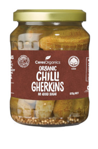 Cooking Condiments: Organic Chilli Gherkins - 670g