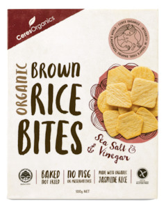 Snacks Savoury Snacks Crackers: Organic Rice Bites, Sea Salt & Vinegar - 100g