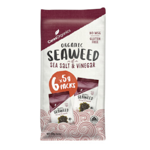 Organic Roasted Seaweed Multipack, Salt & Vinegar Snack - 30g