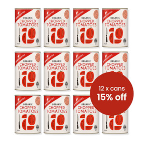 New: Organic Tomatoes, Chopped - CASE 12x 400g