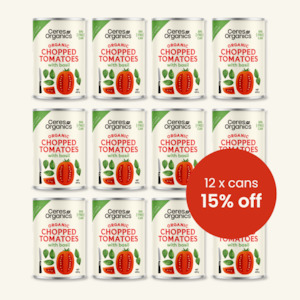 New: Organic Tomatoes, Chopped with Basil - CASE 12x 400g