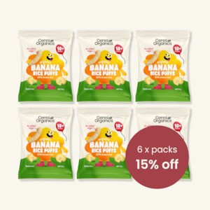 Organic Baby Rice Puffs, Banana - CASE 6 x 15g Packets