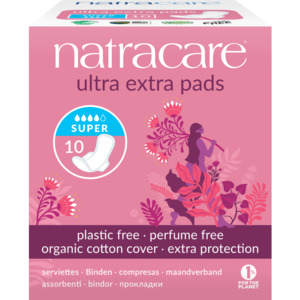 Natracare Ultra Extra Pads With Wings +- Super - 10pk