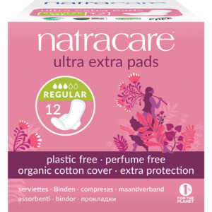 Natracare Ultra Extra Pads With Wings - Regular - 12pk