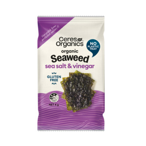 Organic Roasted Seaweed Snack, Sea Salt & Vinegar - 4g