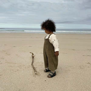 Organic Zoo: Organic Zoo Olive Terry Cropped Dungarees