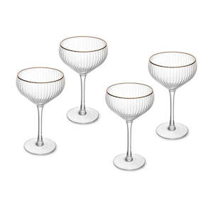 Glasses Jugs Decanters: Gold Rimmed Sorrento Coupe | Set of 4