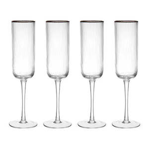 Glasses Jugs Decanters: Gold Rimmed Sorrento Champagne Flutes | Set of 4