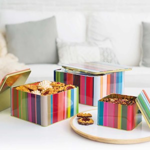 Home Decor 1: Tin Boxes Set of 3 Stripes
