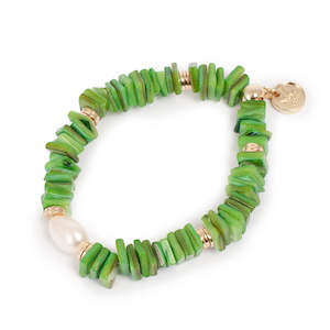 True Colour Bracelet | Green Shell and Pearl | A & C