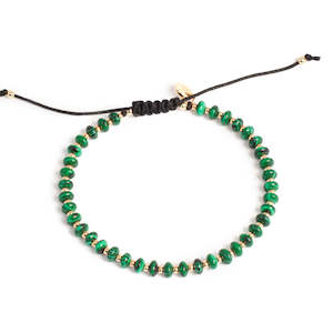 Bracelets: Malachite Bracelet with macrame clasp | Gold | A & C