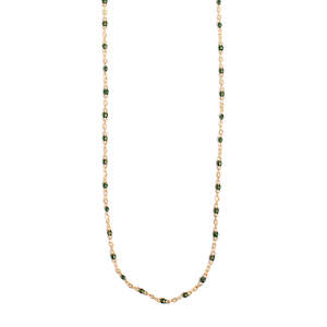 Pendants Necklaces: Green Enamel Bead Necklace | Gold | A & C