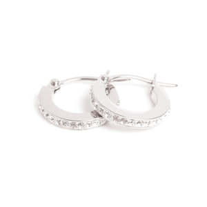 Earrings, Small | Steel + Crystal | A & C