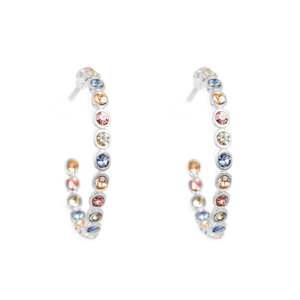Earrings: Vibrance Multi-Colour 20mm Creol Earring | Silver | A & C