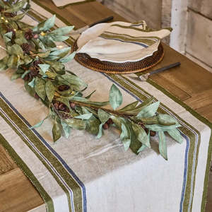 New Arrivals: Green Selvedge Stripe Linen Table Runner