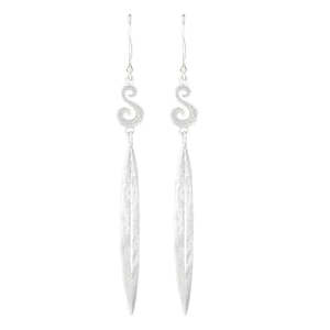 Silver Fish Hook Earrings with Flax Leaf Drop