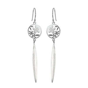 New Arrivals: Silver Manuka Flower Earrings in Circle with Flax Drop