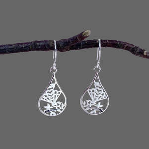 New Arrivals: Silver Earrings Piwakawaka (Fantail) drop