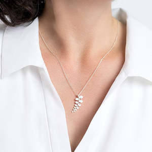 925 Sterling Silver NZ Button Fern Necklace