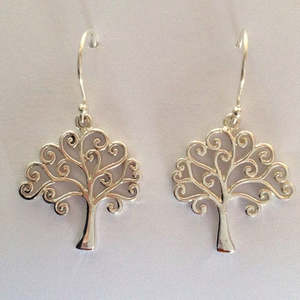 Earrings: Silver NZ Koru Tree Earrings