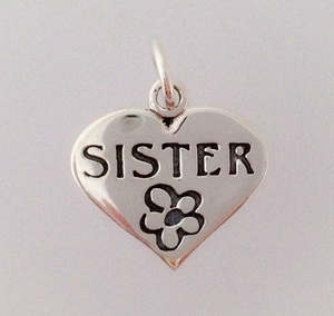 Silver Sister Heart Necklace