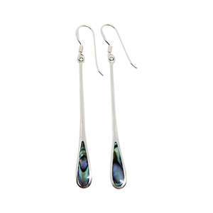 Earrings: Silver & Paua Earrings - Waka Paddle