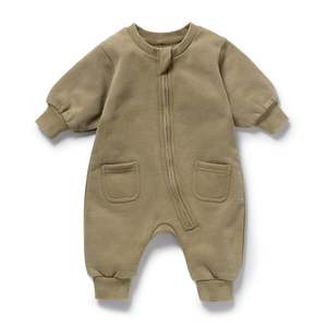Olive Cotton Terry Grow Suit | Wilson & Frenchy
