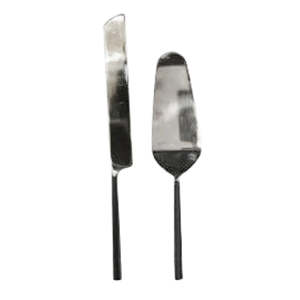 Burnished Black & Stainless Steel Cake Server