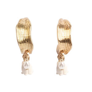 Lillies & Pearls Gold Creol Earrings | A&C