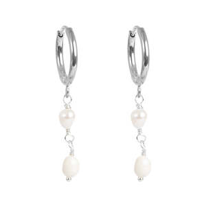 Pure Steel Huggy Freshwater Pearl Drop |A&C