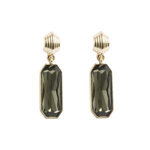 Grace Collection Gold Plate Earring| Green Glass | A & C