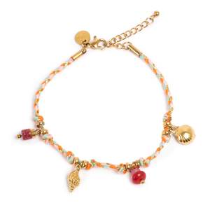 Cord Bracelet with Charms - Gold | A&C