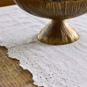 Embroidered White Table Runner | French Country
