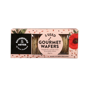 Products: Natural Gourmet Wafers – Three seed – Rutherford & Meyer (Wellington, NZ)