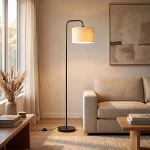 Marceau Linen Drum Floor Lamp