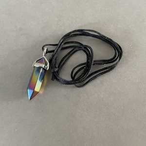 Titanium Quartz Pendant Piece, on cord - The Crystal People