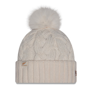 Beanies Champions Of The World: All Blacks New Era Ivory Knitted Faux Fur Pom Pom Beanie