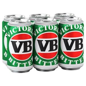 Beer: Victoria Bitter 6x375ml Cans