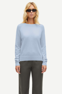 Womens Knitwear: Samsoe Samsoe Boston O Neck - Pearl Blue