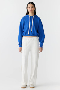 Pants: Bassike Twill Stripe Detail Pant - White/Light Tan