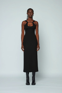 Wynn Hamlyn: Wynn Hamlyn Rib Strap Maxi Dress - Black